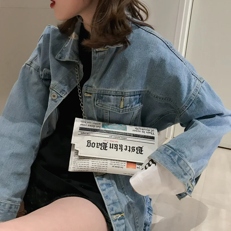 Newspapers Modeling Day Clutch Bags Ladies Party Letter Envelope Casual Shoulder Bag Evening Bags