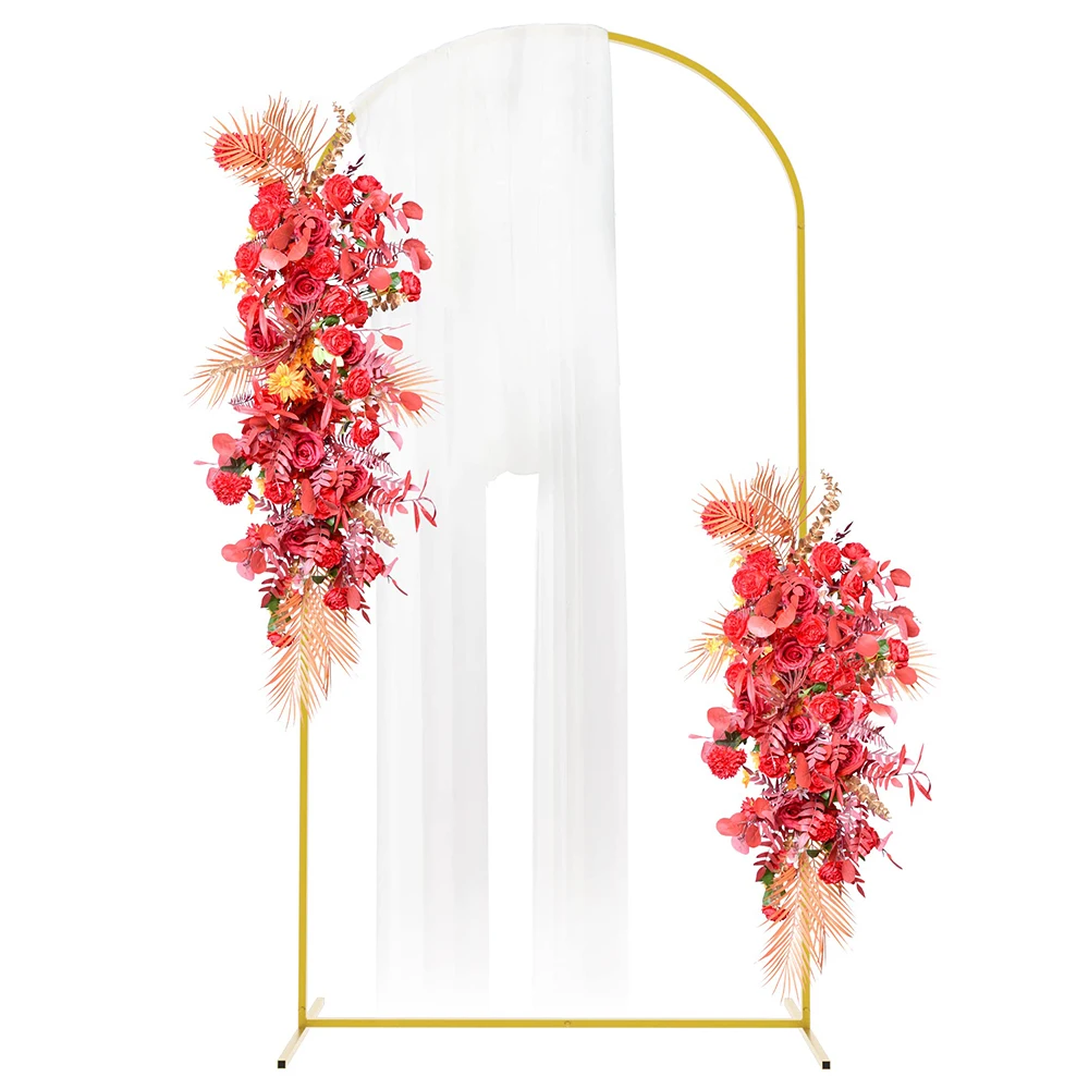 Birthday Party Supplies Bridal Background Decoration 6.6x3.3FT Metal White Gold Wedding Arch Backdrop Stand Balloon Arched Frame