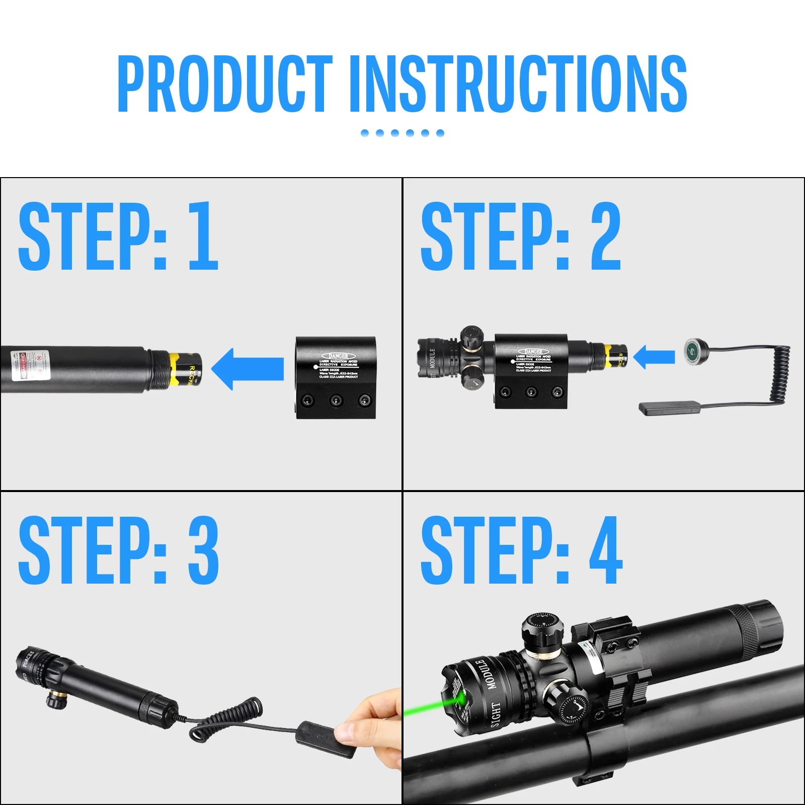 Tactical Green Laser Sight Dot Scope Remote Swith  Mounts