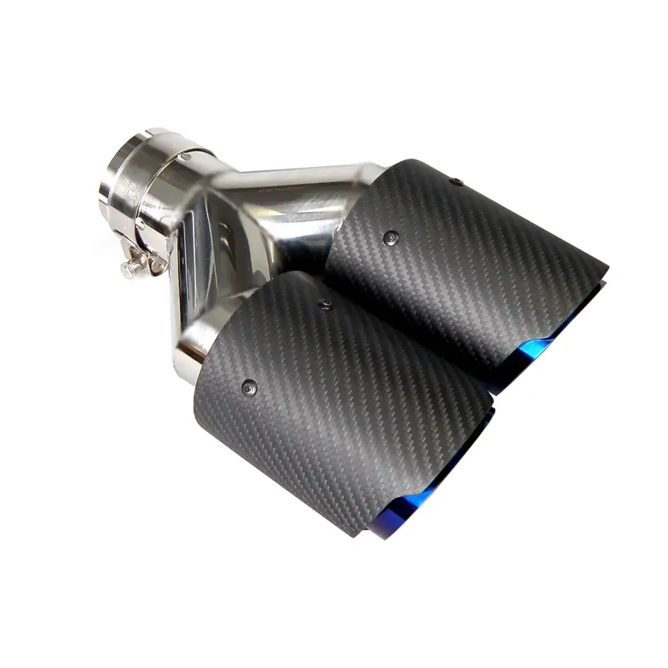 Yuqin China manufacturer M performance frosting dual wall 3.5 inch carbon fiber exhaust pipe muffler exhaust tip