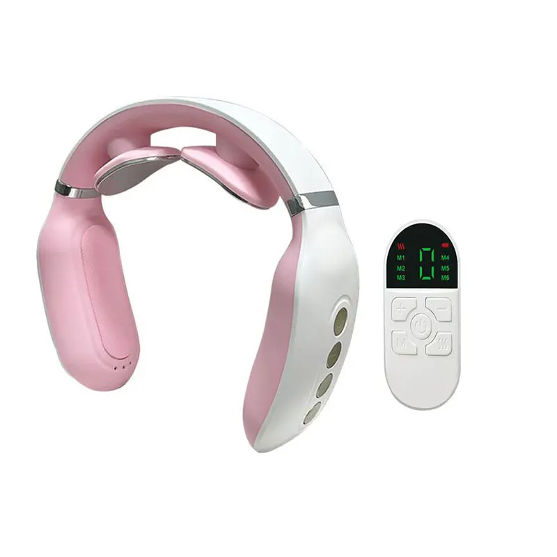 2024 cheap wholesale wireless remote cervical massager EMS electromagnetic pulse intelligent vibration care neck massager