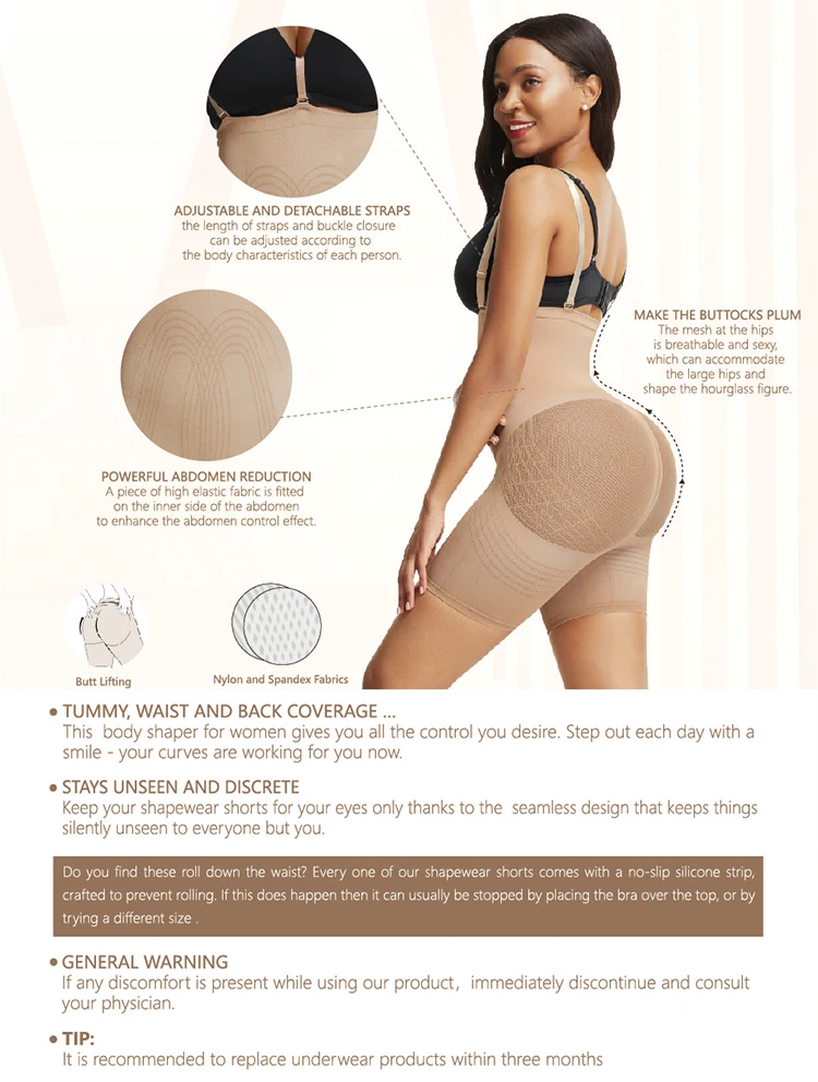 
New 3 Color High Waist Tummy Control Bodysuit Ladies Butt Lifter Panty Seamless Enhance Hip Shapewear 