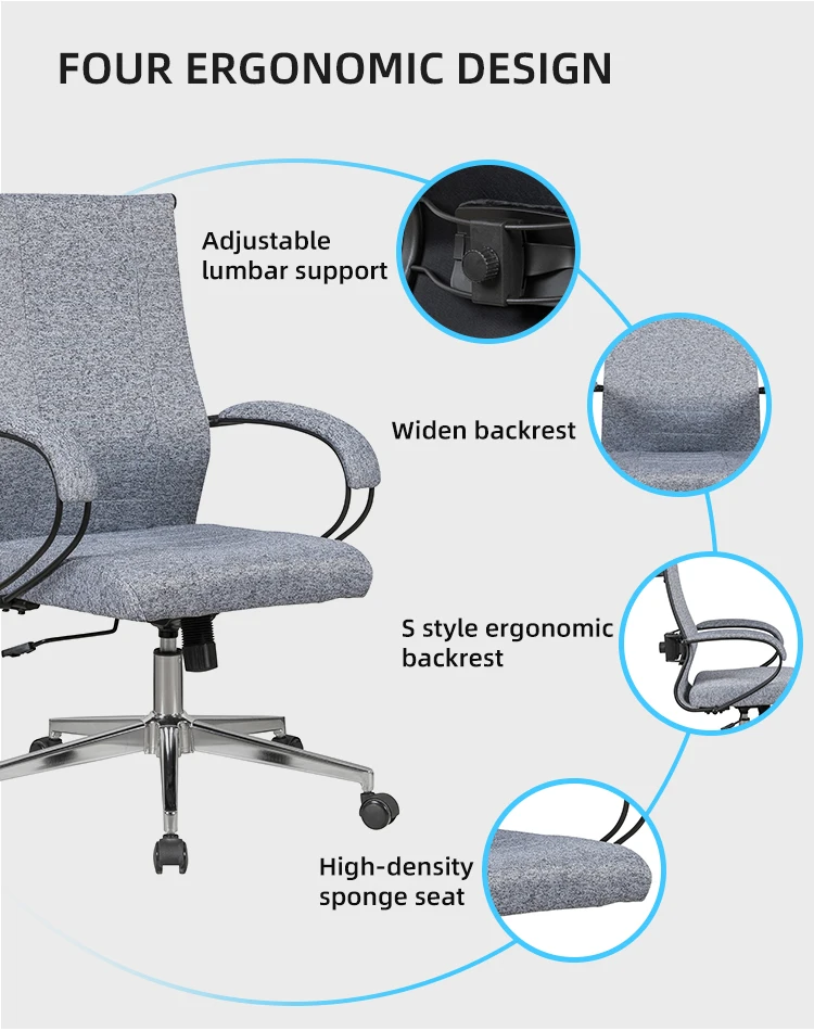 Wholesale custom ergonomic fabric thin pad meeting room computer executive chair desk swivel office chair with lumbar support