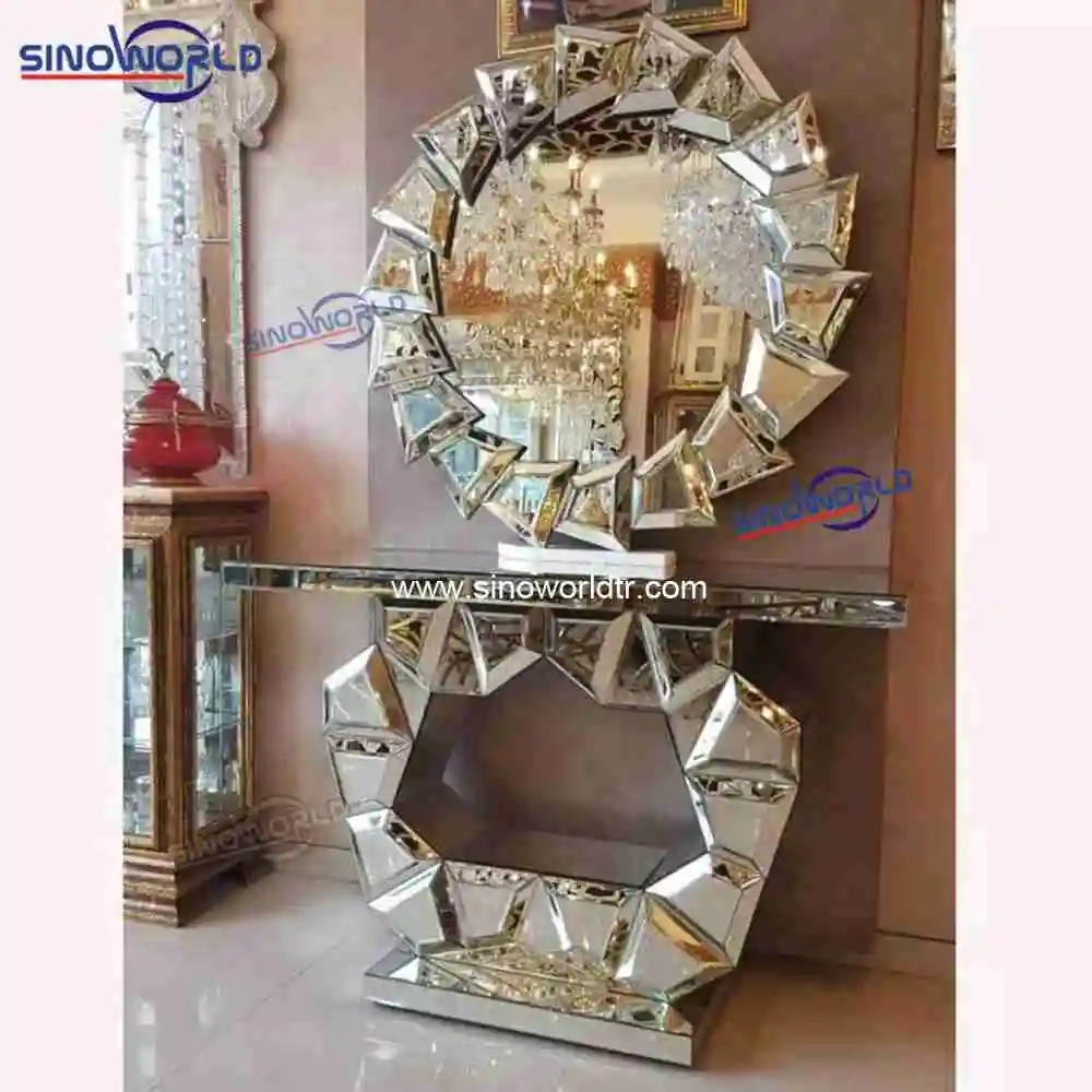 
Wholesale Modern Hanging Round Stainless Steel mirror Wall Mirror mirrored console table for home 