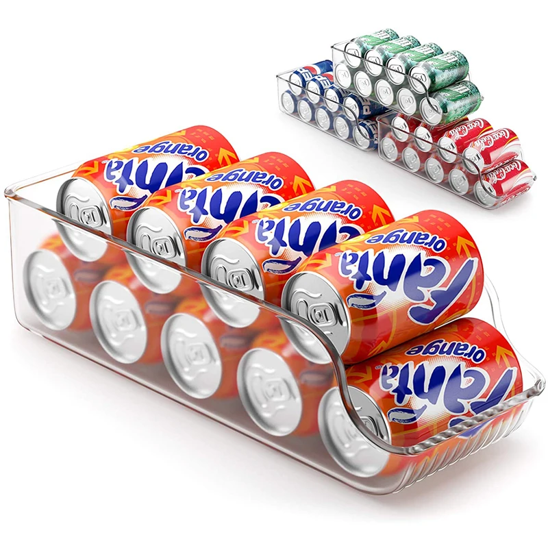 Органайзеры для газированных банок штабелируемые органайзеры холодильника столешницы шкафы прозрачные пластиковые стеллажи хранения кладовой