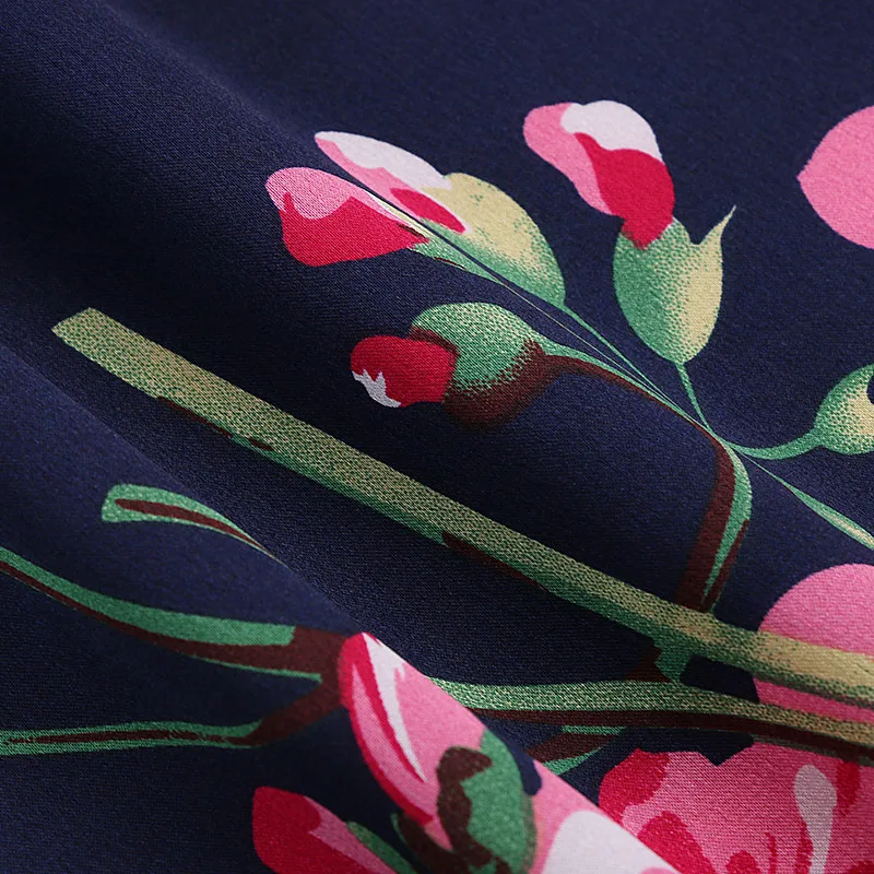 Factory Wholesale 100% Polyester Big Flowers Satin Fabric For Garment