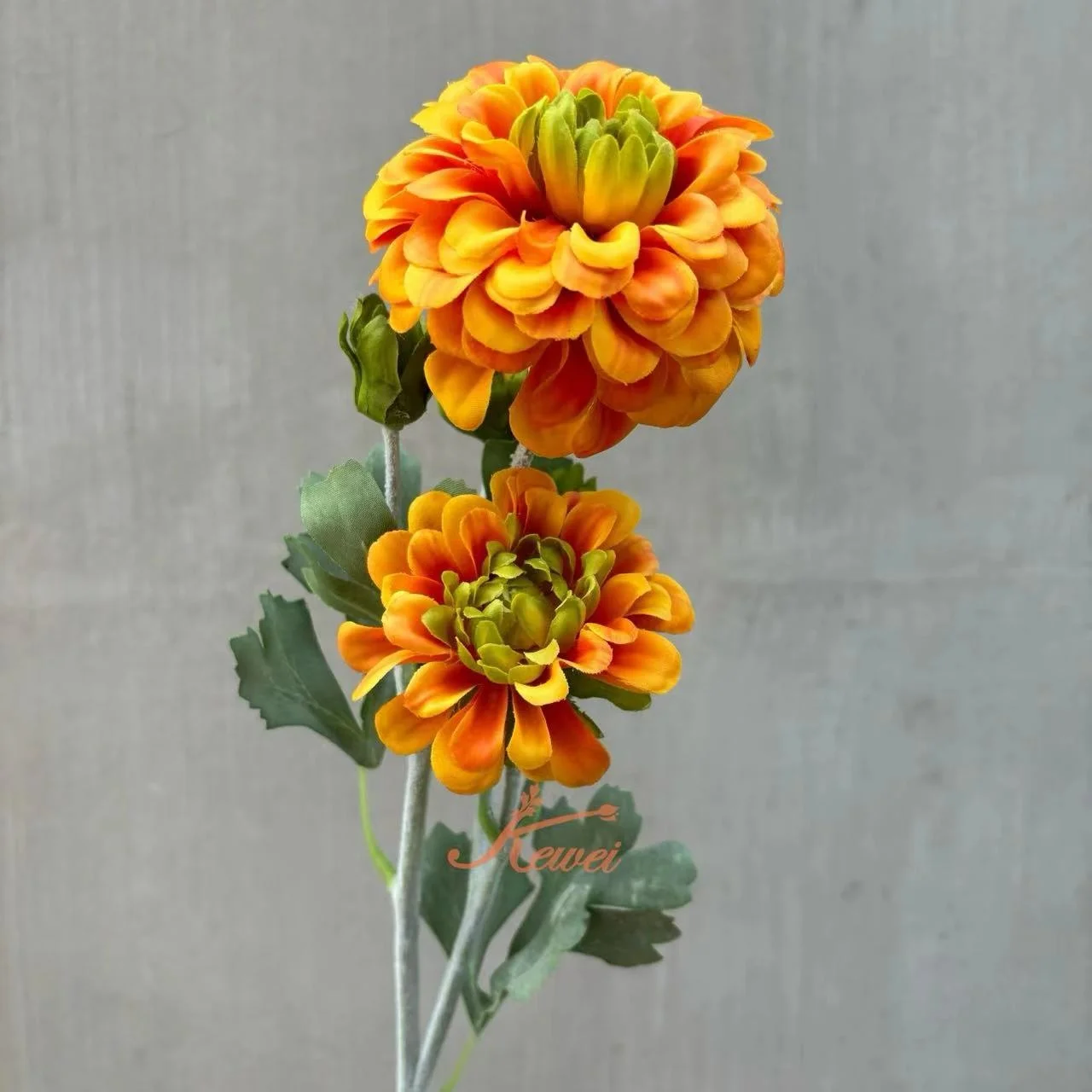 KEWEI-J845 Flocked Stem Artificial Dahlia Flowers Real Touch Chrysanthemum Artificial Flower Pink Real Touch Dahlia Flower
