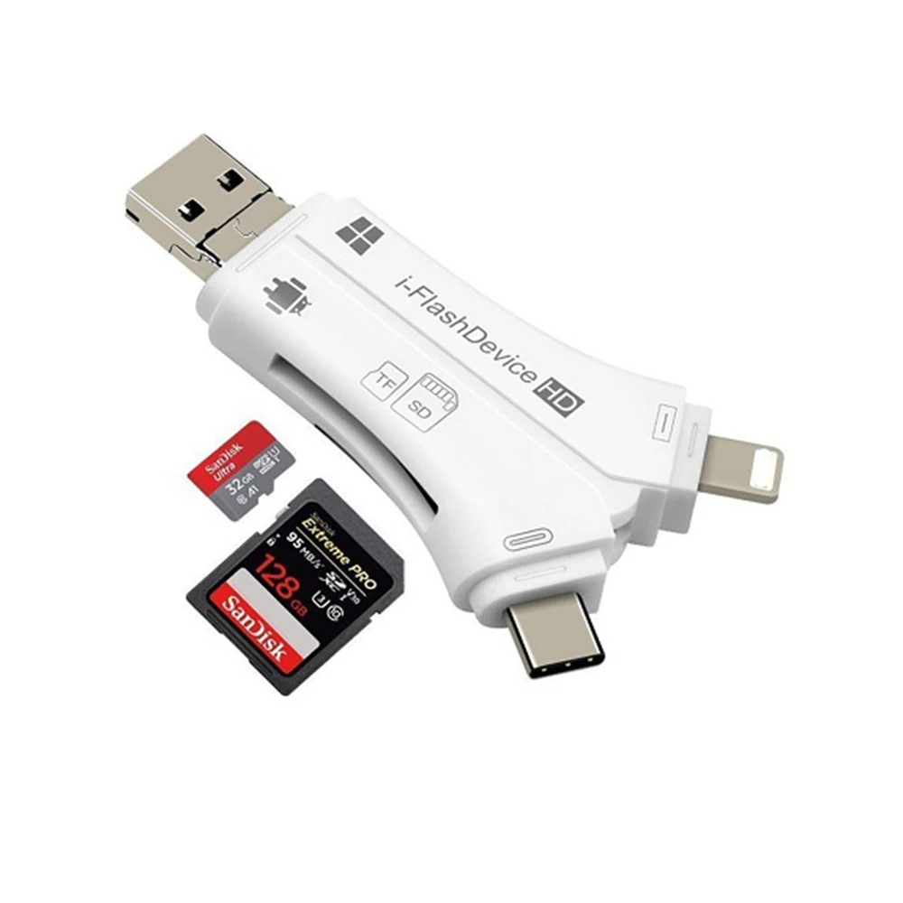 
Dropshipping 4 in 1 Media Transfer with Memory Cards can TF/SD card OTG reader Support many devices/cards  (1600160255864)