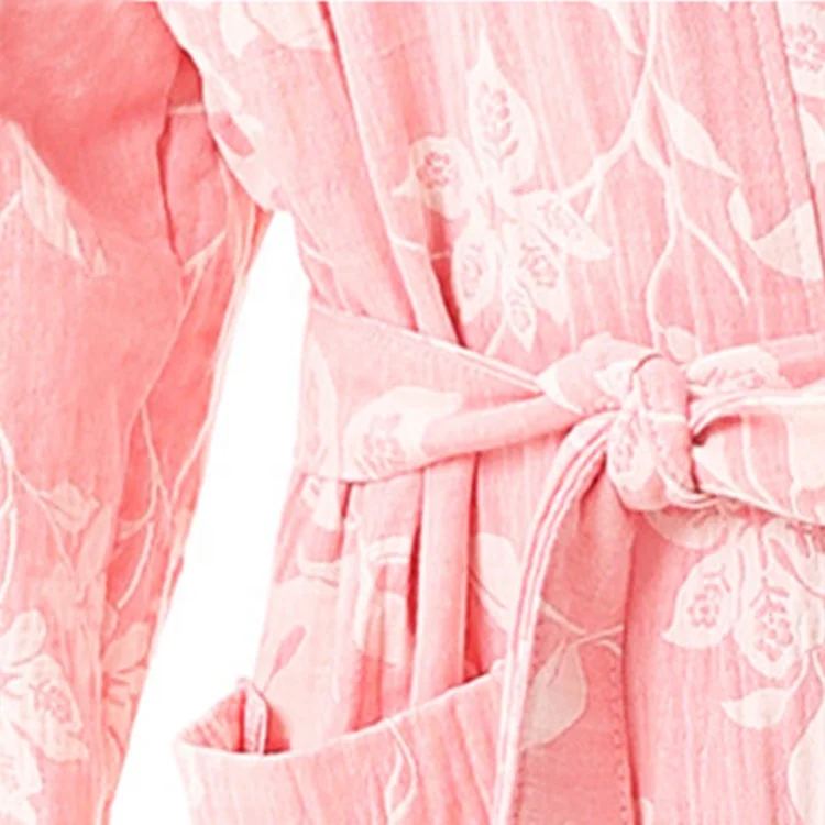 Spring Autumn Lovers Bathrobe Japanese Kimono Pure Cotton Thin Double Gauze Cotton Home Wear Bathrobe Pajamas