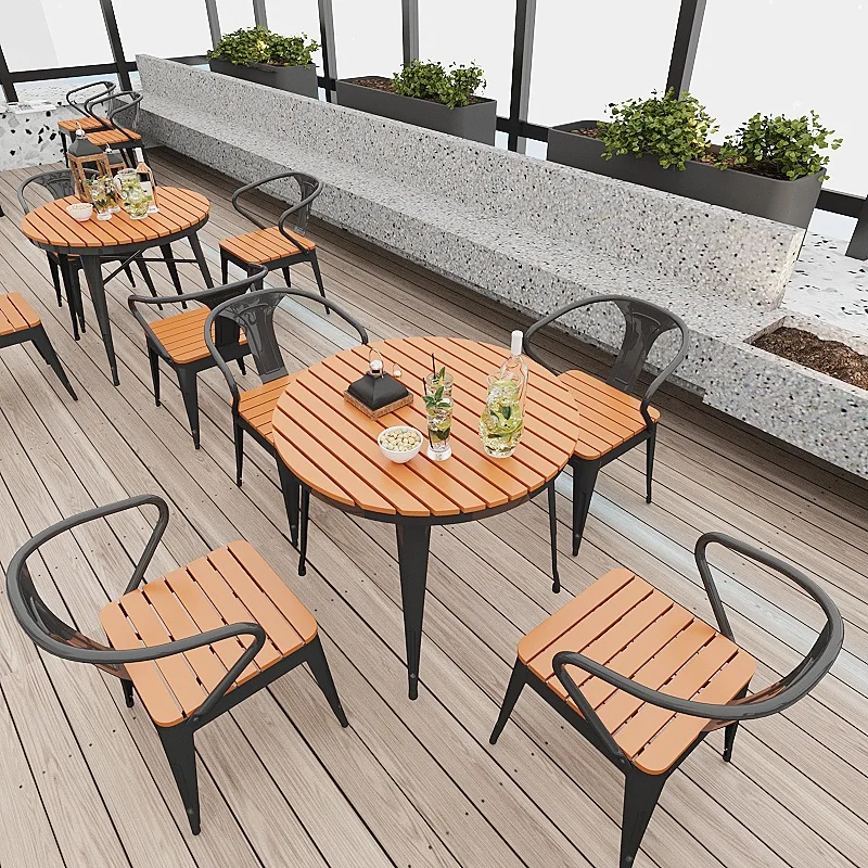 Customizable Restaurant Outdoor Garden Terrace Table Casual Garden Table and Benches Metal Restaurant Table Chair