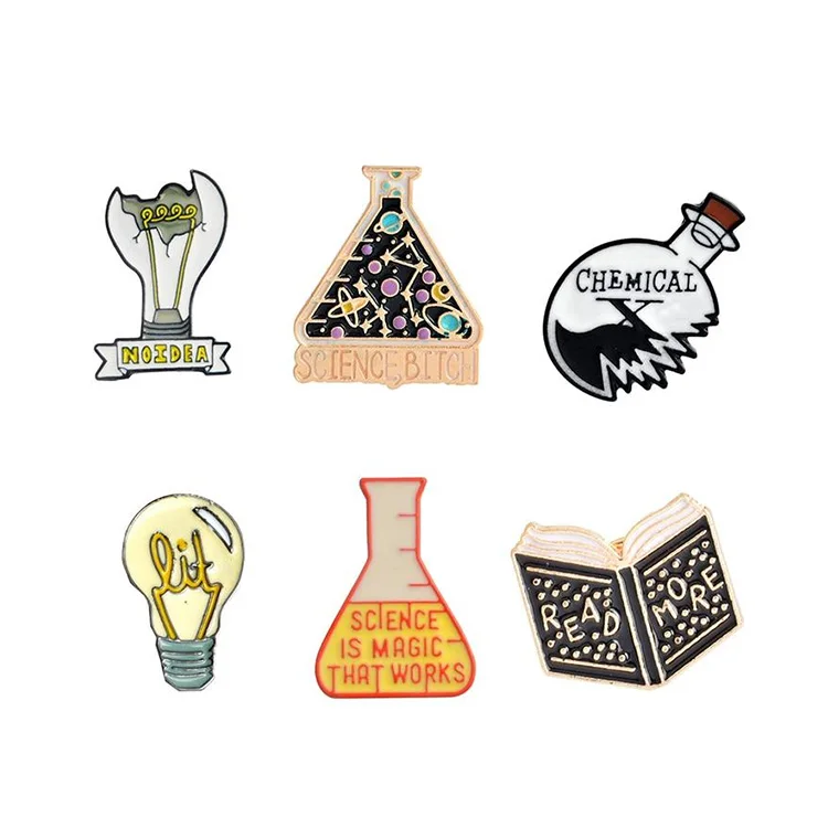 Custom Science Experiment Badge Experiment Bottle Brooch Gene Chain Microscope Customised Lapel Metal Enamel Pin