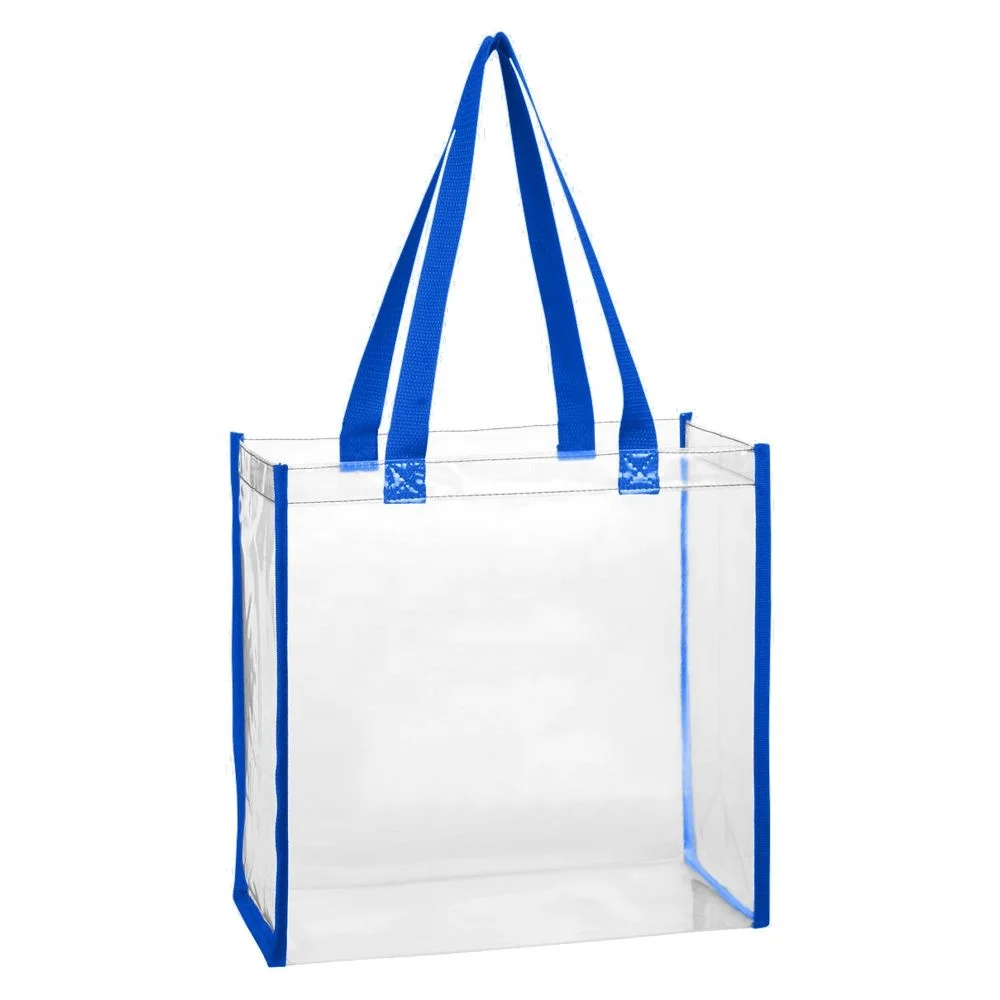 25C Clear PVC Tote Shopping Bag with Webbing Handles Polyester Edges Beach Bag Promotional Gifts CTB001 Clear Tote Bag in Stock