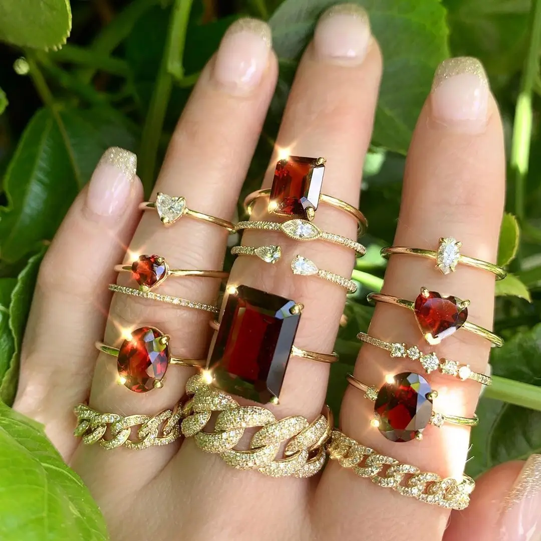 Barlaycs Fashion Cute Zircon Heart/Snake/Moon and Star/Chain Zodiac Openings Ring Set for Women Wedding Party Jewelry