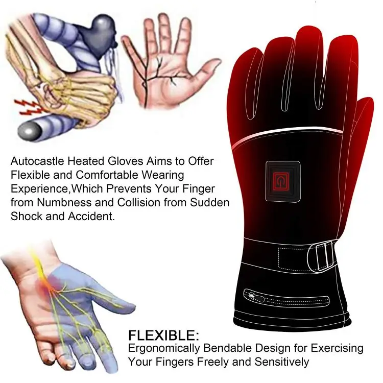 Electric Rechargeable Battery Warm Heated Gloves Ski Bike Motorcycle Heating Gloves Hand Warmers