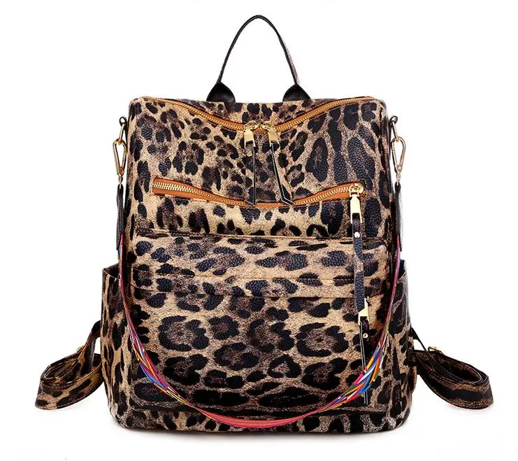 PU Leather Large Capacity New Design Women Backpack Fashion Animal Flower Printed Bags