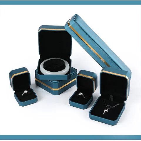 FORTE Personalised Gold Trim Decorate Leather Jewelry Box Custom Jewelry Boxes Luxury Jewellery Packaging  Super September