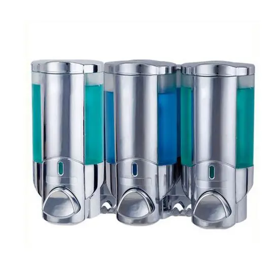ABS plastic white silver chrome 200mL liquid soap powder dispenser wall mount triple soap dispenser