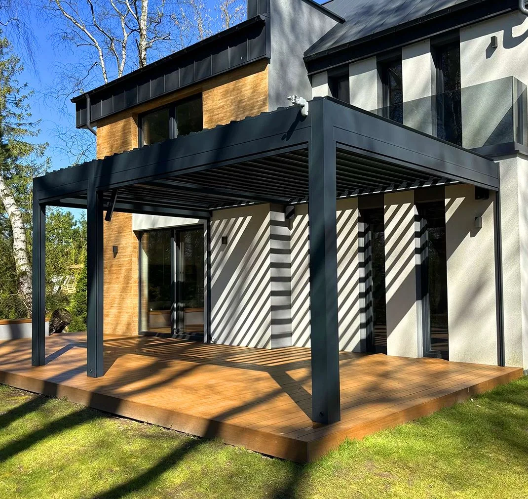 Type-175  electric motor remote Louvered Bioclimatic Pergola Full Aluminum Frame Adjustable Roof for Outdoor Deck Garden Patio