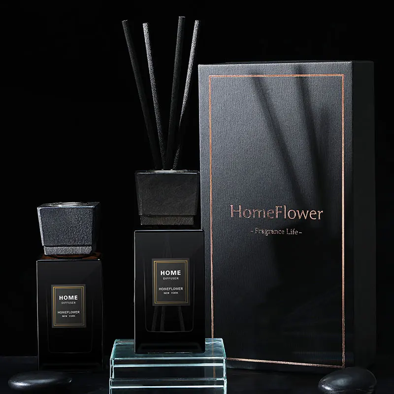 Air  freshener  homeflower  black square bottle 100ml   car aromatherapy  no fire essential oil volatile stick  with gift box