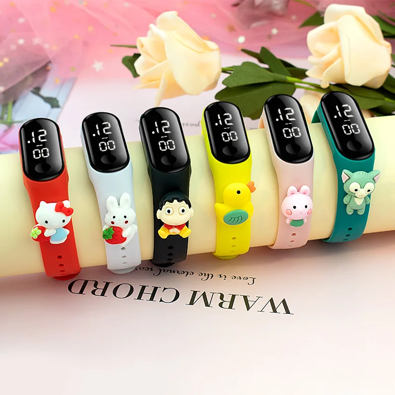  Hot sell Kids Cartoon Watch Fashion LED Digital Outdoor 30M Waterproof Silicone Bands Wristwatch for Child Teens Students