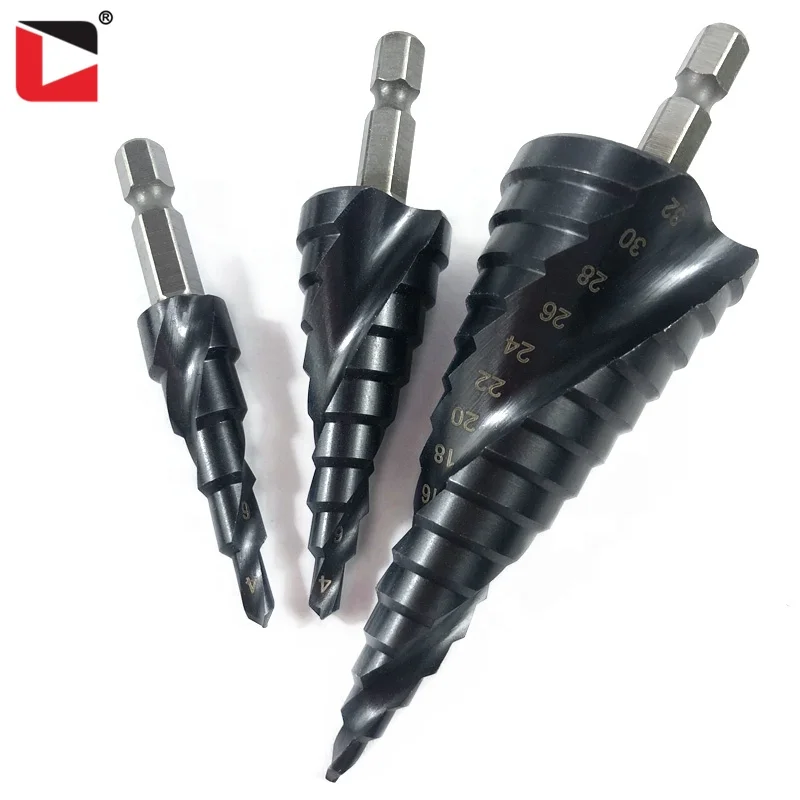 TiAlN coating high speed steel spiral flute hss step drill bit for metal