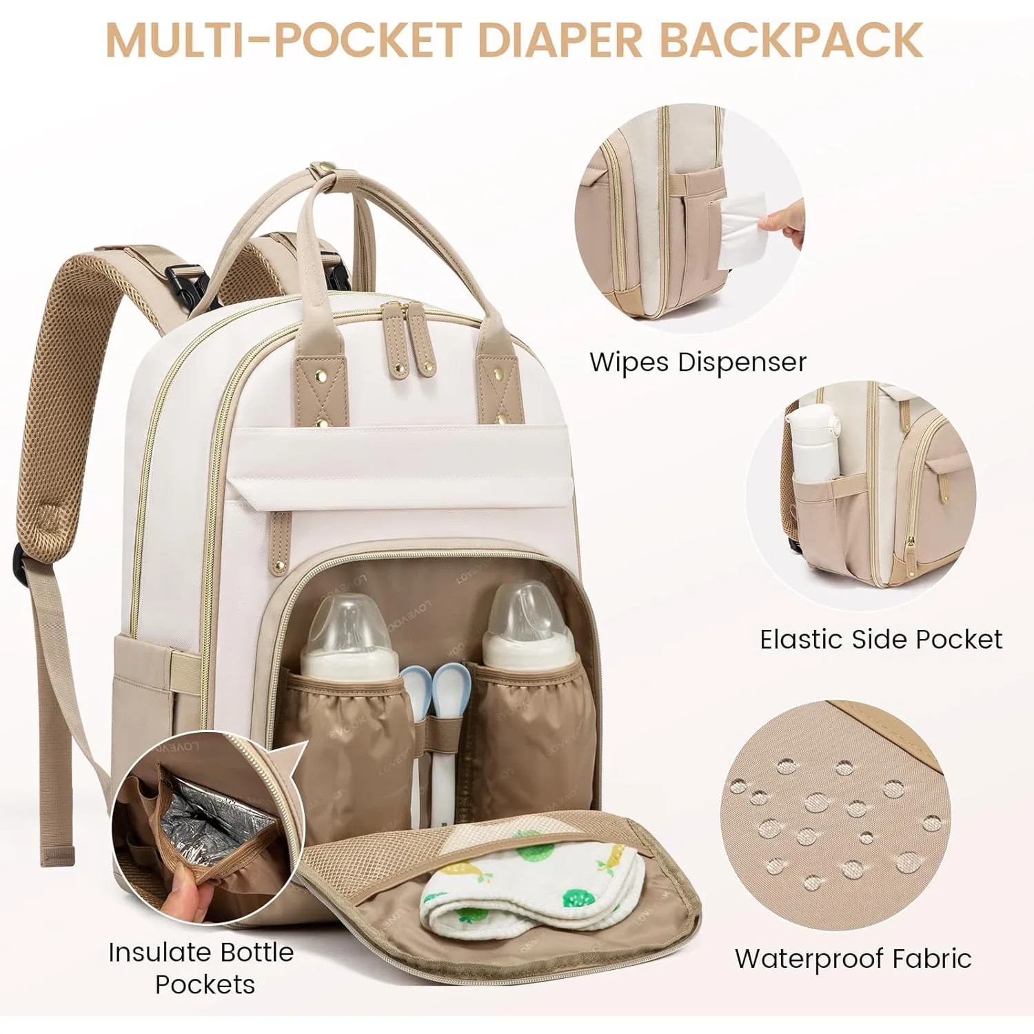 Baby Bag with Changing Pad Baby Registry Bag for Mom Dad with Stroller Buckles Large Waterproof Diaper Bag Backpack