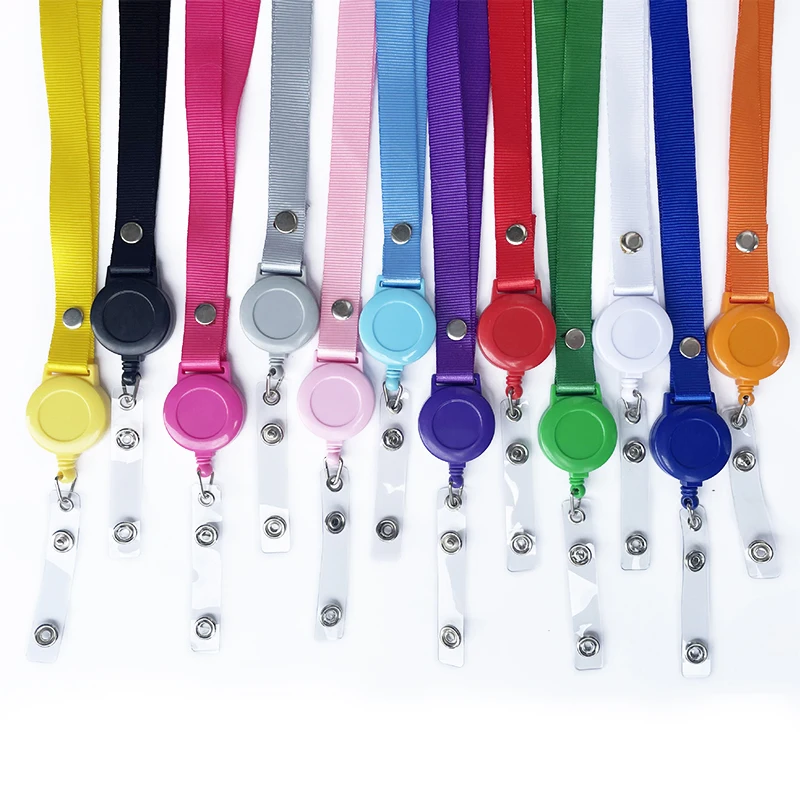 Wholesale Custom Logo Cheap Blank Plain Exhibition Yoyo Retractable Neck Lanyard With Id Card Badge Holder