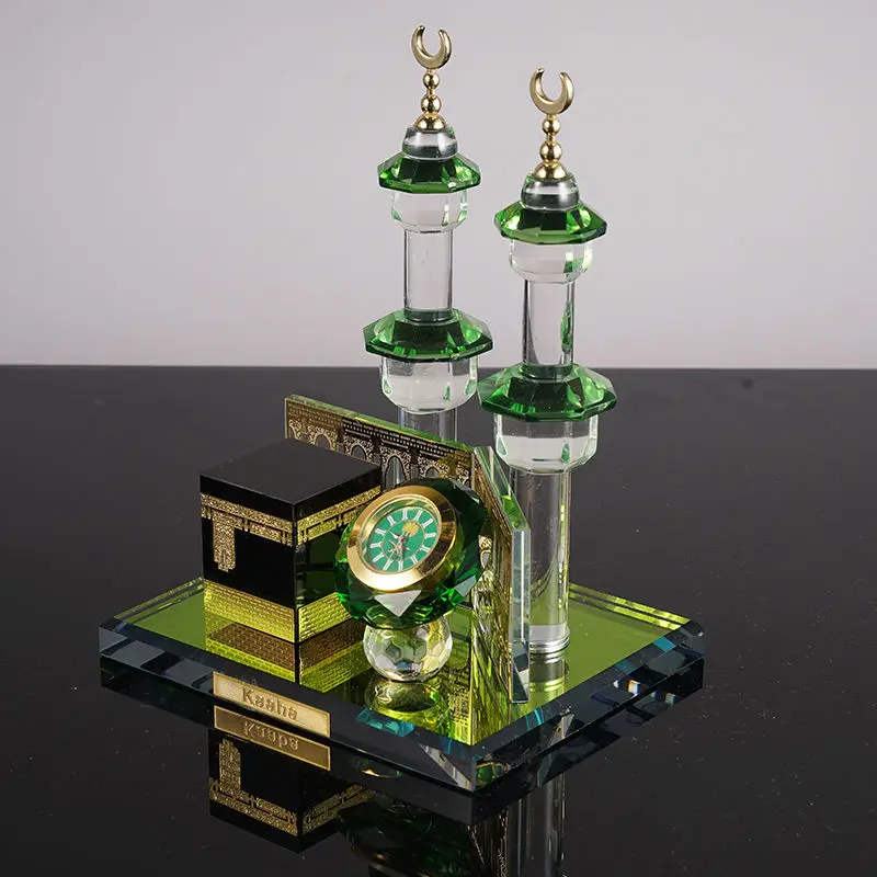 Crystal Kabba Makkah Mecca Clock Religious Model K9 Crystal Clear Crystal Souvenir