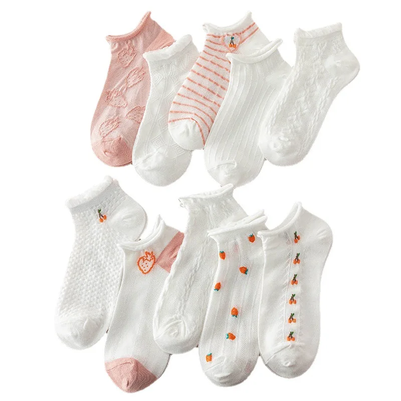 Jacquard Cotton Thin Tube Lovely Japanese Taibi Lace Transparent Breathable Girl Student Tube Socks