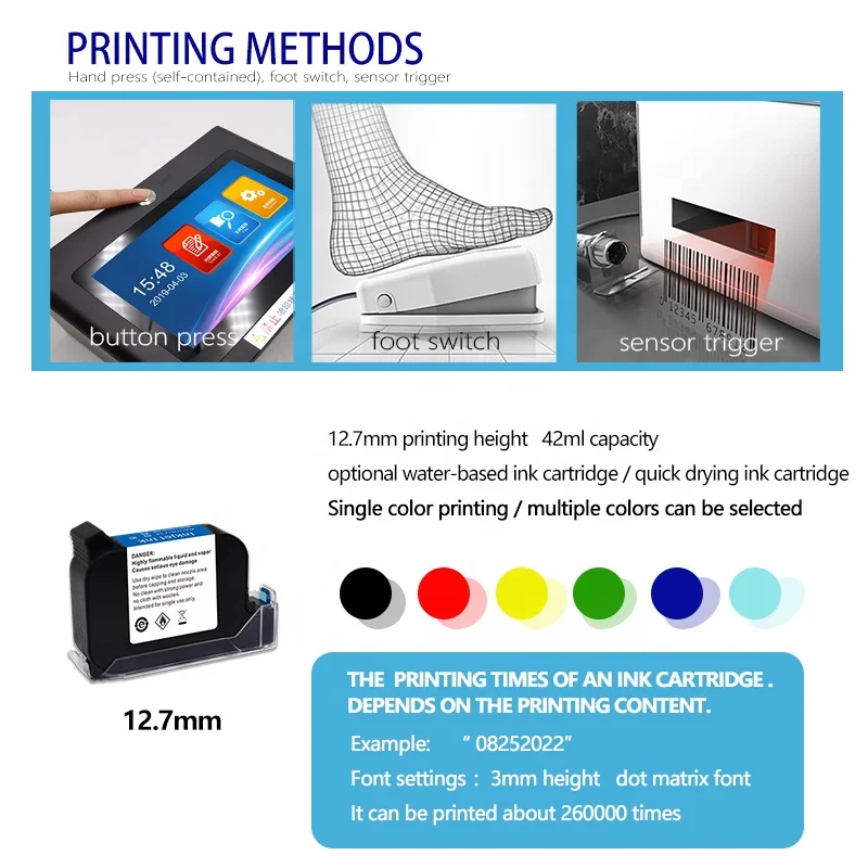 AOKDI Mini Handjet Portable plastic Glass Ceramic Aluminum  Solvent Card Food Printer Cartridges Printing Machine Printer