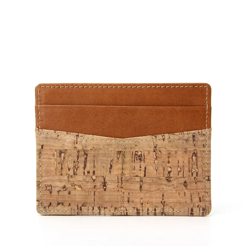 Cork Card Holder RFID Blocking Card Holder Sleeve Leather Id Card Wallet for Men