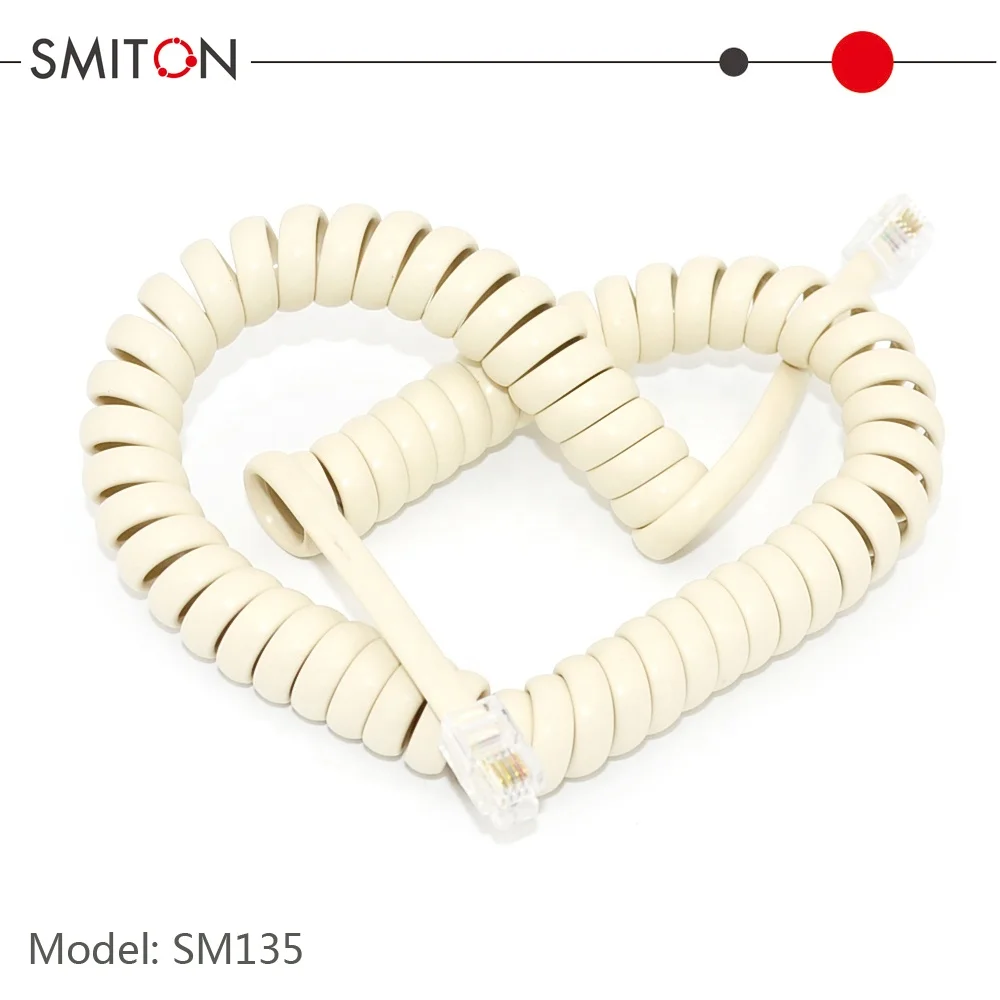 Длинный универсальный телефонный шнур длиной 25 футов 4P4C RJ9 Спиральный шнур с завитой спиральной пружиной