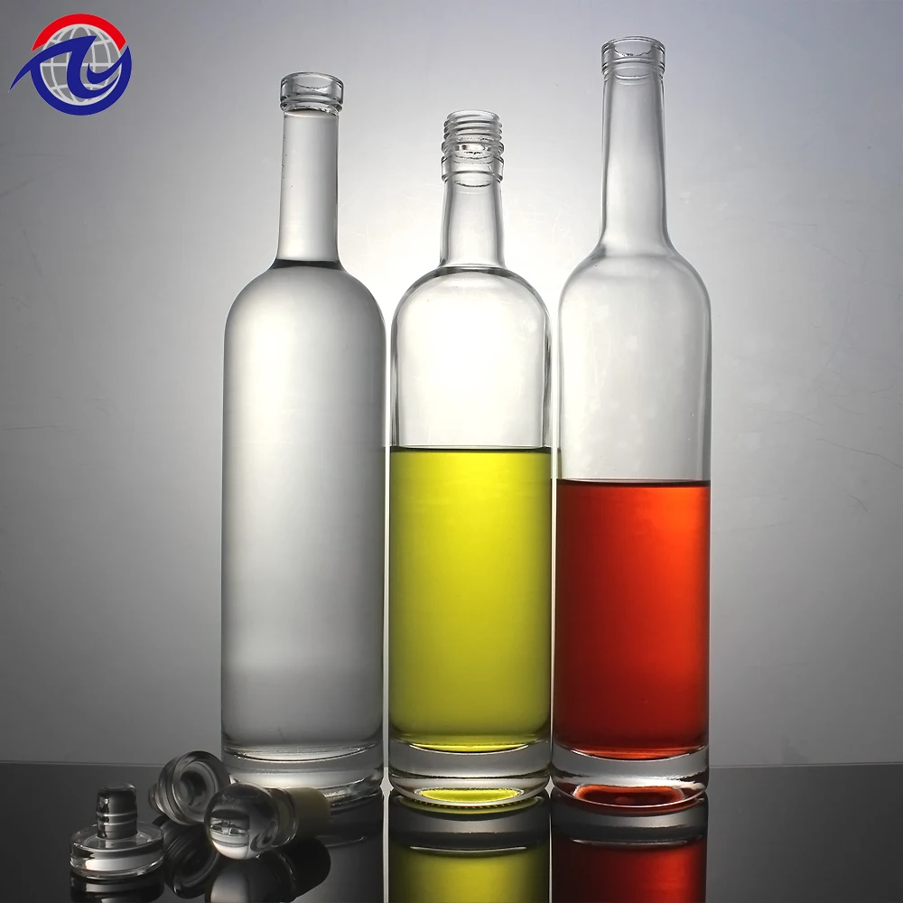 Wholesale China factory price high quality empty clear vodka gin tequila liquor whisky vodka glass bottle