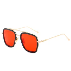 Fashion Tony Stark Square Sunglasses Men Brand Design Sun Glasses Oculos Retro male iron Man