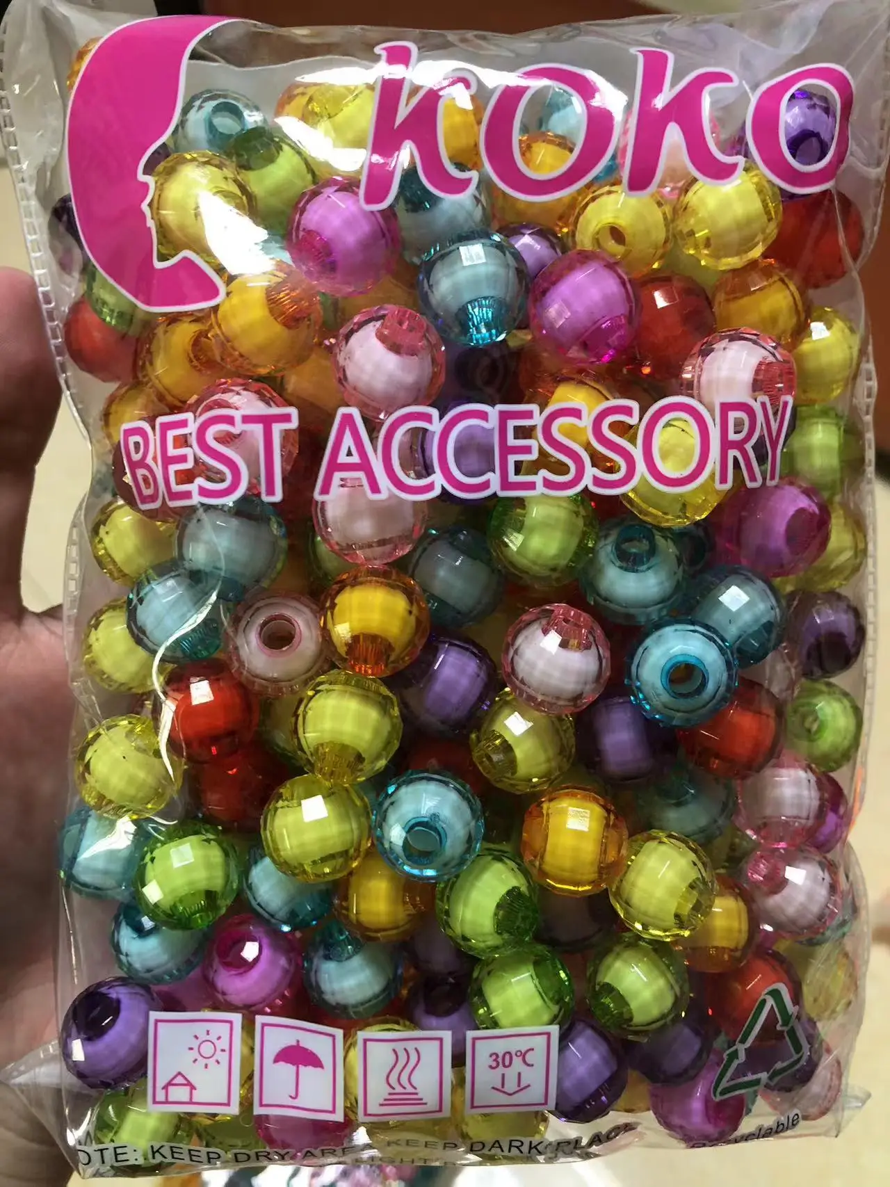 Mylulu Hot Sell Wig braid Plastic Big Hole Bead Braid Beads Hair Accessories For Braids Children Multi-Colored Beads For Hair