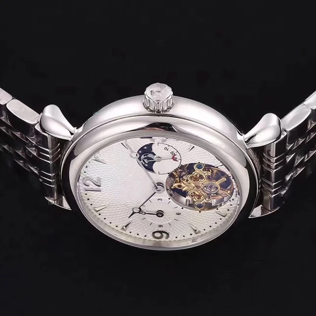 Роскошные автоматические мужские часы Moon Phase оригинальные наручные с пользовательским логотипом для мужчин механические водонепроницаемые