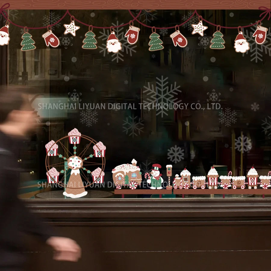 Рождественская пластиковая Съемная Радужная прозрачная витрина, статическое стекло, наклейка на окно, наклейка, стеклянная пленка