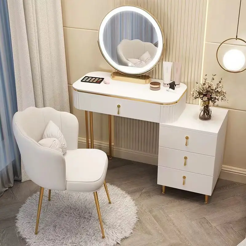 Новое простое светодиодное зеркало, мебель для спальни, роскошный современный туалетный столик, туалетный столик для спальни со светодиодным зеркалом