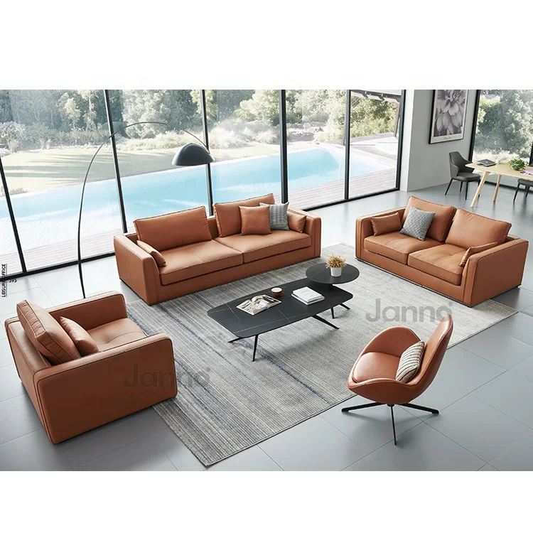 Большой дом комбинации набор для гостиной Настоящая Натуральная кожа кожаный диван с деревянным каркасом