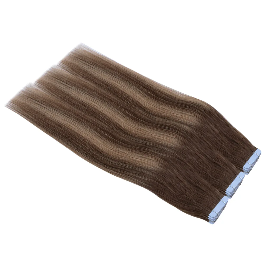 Full Cuticle Double Drawn Russian Ombre Remy Invisible Tape In Hair Extensions 100% Human Hair