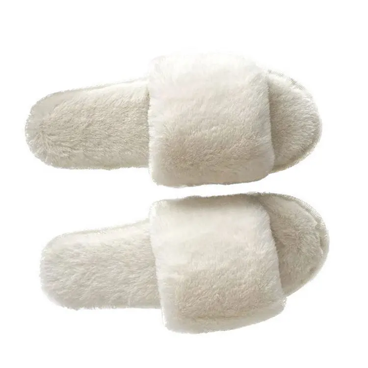 2024 High Quality Warm Faux Fluffy Slipper Ladies One Strap Soft Plush Furry Female Open Toe Shoes Nice-Looking Fashion Slippers
