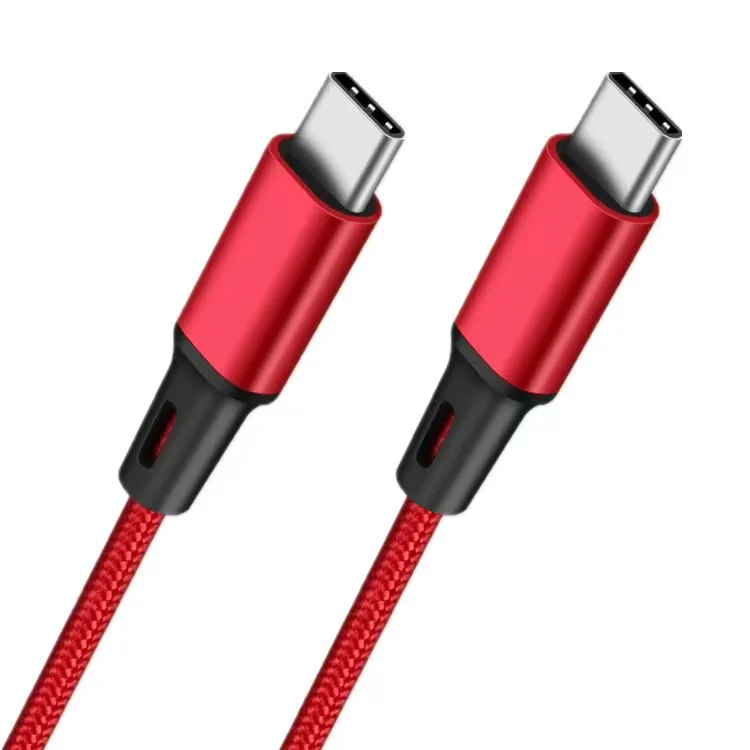 60W 20V3A USB C male to USB C male power charge data transfer nylon braid cable