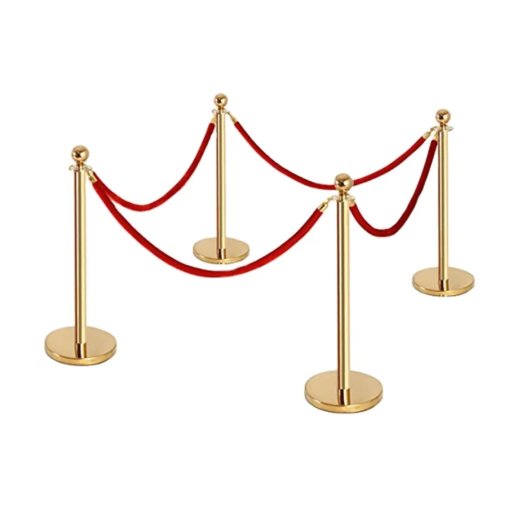 car show marine Stainless Steel Post Pole And Rope Barrier museum Exhibition Gold Stanchions