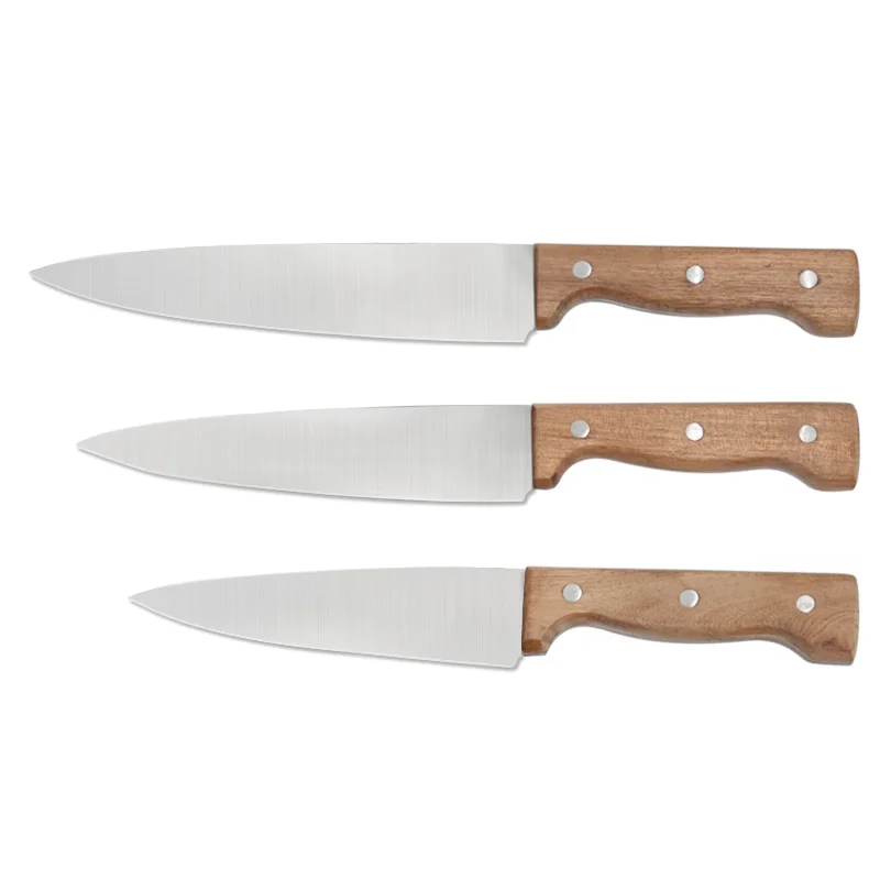 Factory wholesale 10pcs customized stainless steel kitchen steak knives set with wooden handle