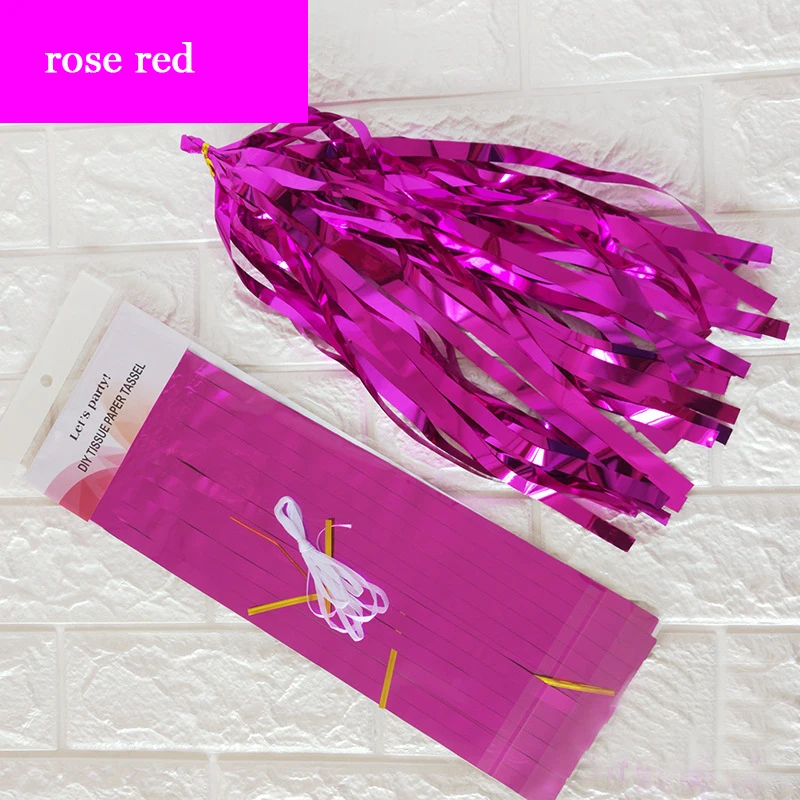 Wholesale Shiny PET Paper Tassels Fringe Banner Diy Foil Metallic Hanging Tassel Garland for Table Wall Decor