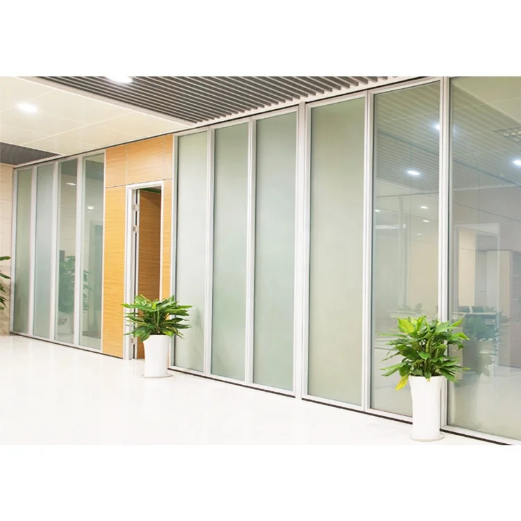 Soundproof office glass partition wall system with