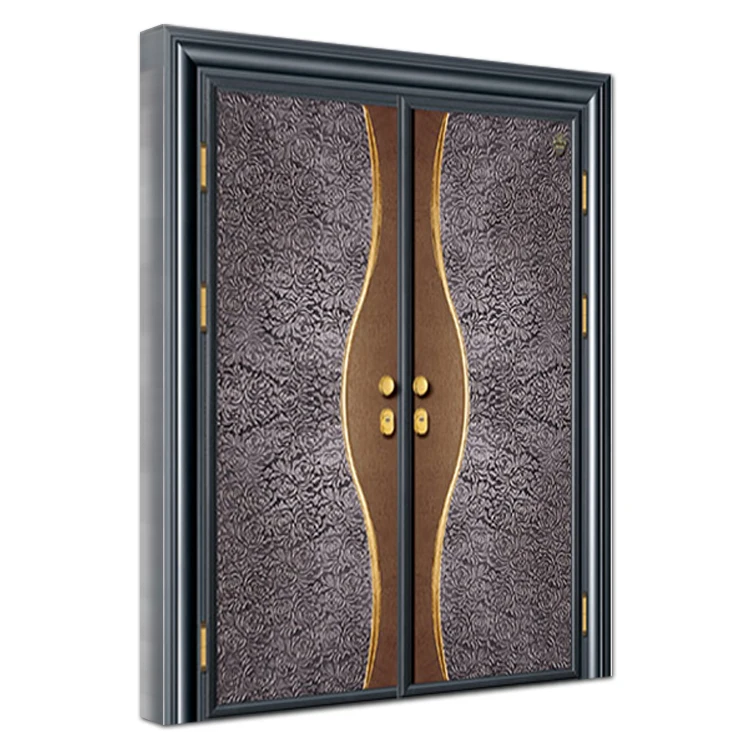 Exterior front entry shellproof metal doors design house villa outdoor bulletproof double steel armored door