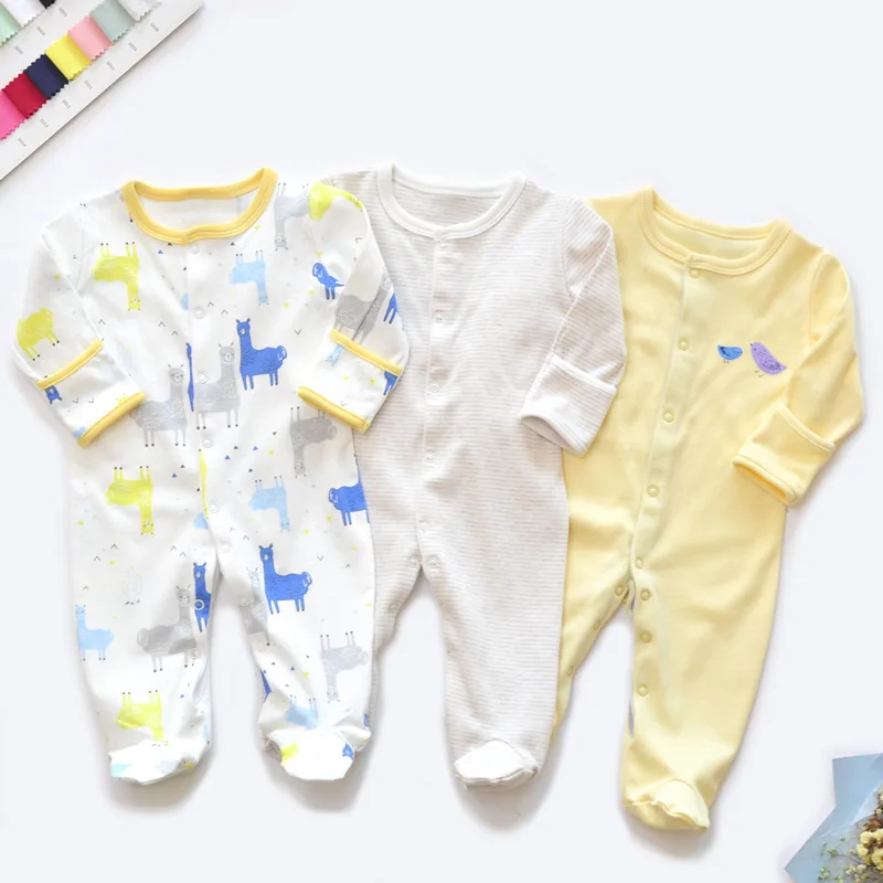 pack of 3 baby romper long sleeve cotton baby kids clothes pajamas toddler sleepsuit