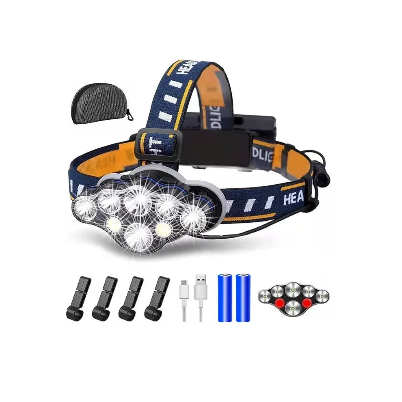 New LED strong light distant head lamp USB charging outdoor night fishing waterproof COB red light warning floodlight head lamp