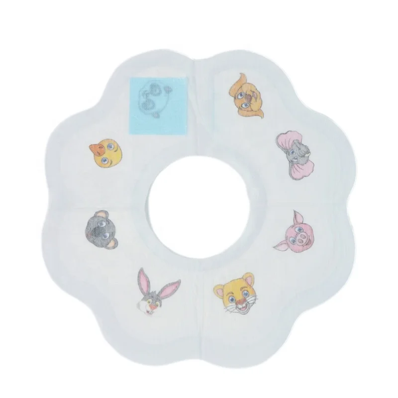 Factory Wholesale Printed Non-Woven Baby Bib Cute Cartoon Pattern Printed Disposable Bibs